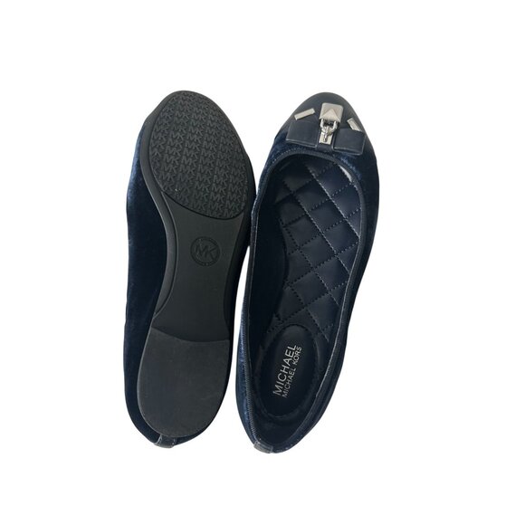 MICHAEL KORS Navy Blue Velvet Quilted Ballet Flats Size 6.5 - Picture 8 of 9